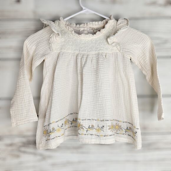 Jessica Simpson Floral Embroidery Ruffled Top Size 4T Long Sleeve Fall Winter - Picture 1 of 8